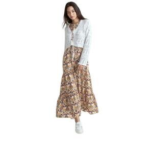 One Fine Day Bohemian Bloom Floral Button Front Tiered Maxi Dress Size Large